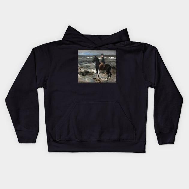 rider on the beach 1904 - Max Liebermann Kids Hoodie by Kollagio